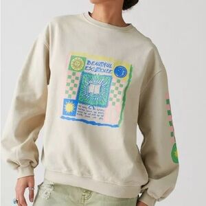 Urban Outfitters Beautiful Existence Beige Oversized Sweatshirt